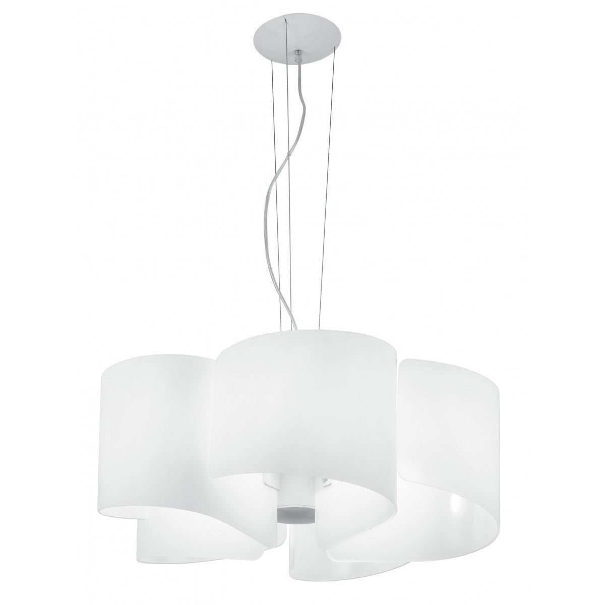 Sospensione 5 luci vetro curvo struttura in alluminio bianca 5XE27 non incl. IMAGINE-S5 Sospensione 5 luci vetro curvo struttura in alluminio bianca 5XE27 non incl. IMAGINE-S5